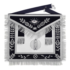 Officers Blue Lodge Officer Apron Set - Navy Velvet Machine Embroidery (Set of 14) - Bricks Masons