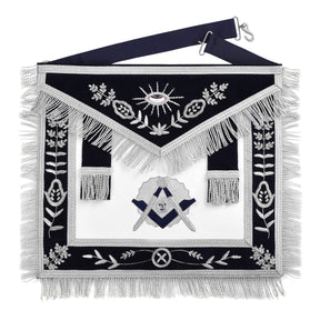 Officers Blue Lodge Officer Apron Set - Navy Velvet Machine Embroidery (Set of 14) - Bricks Masons