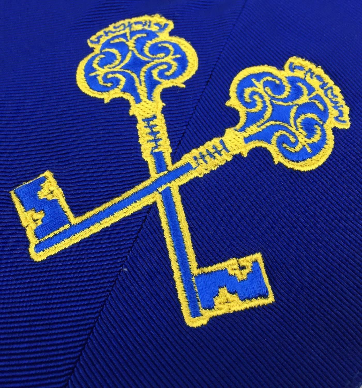 Officers Blue Lodge Officer Collar Set - Royal Blue Machine Embroidery - Bricks Masons