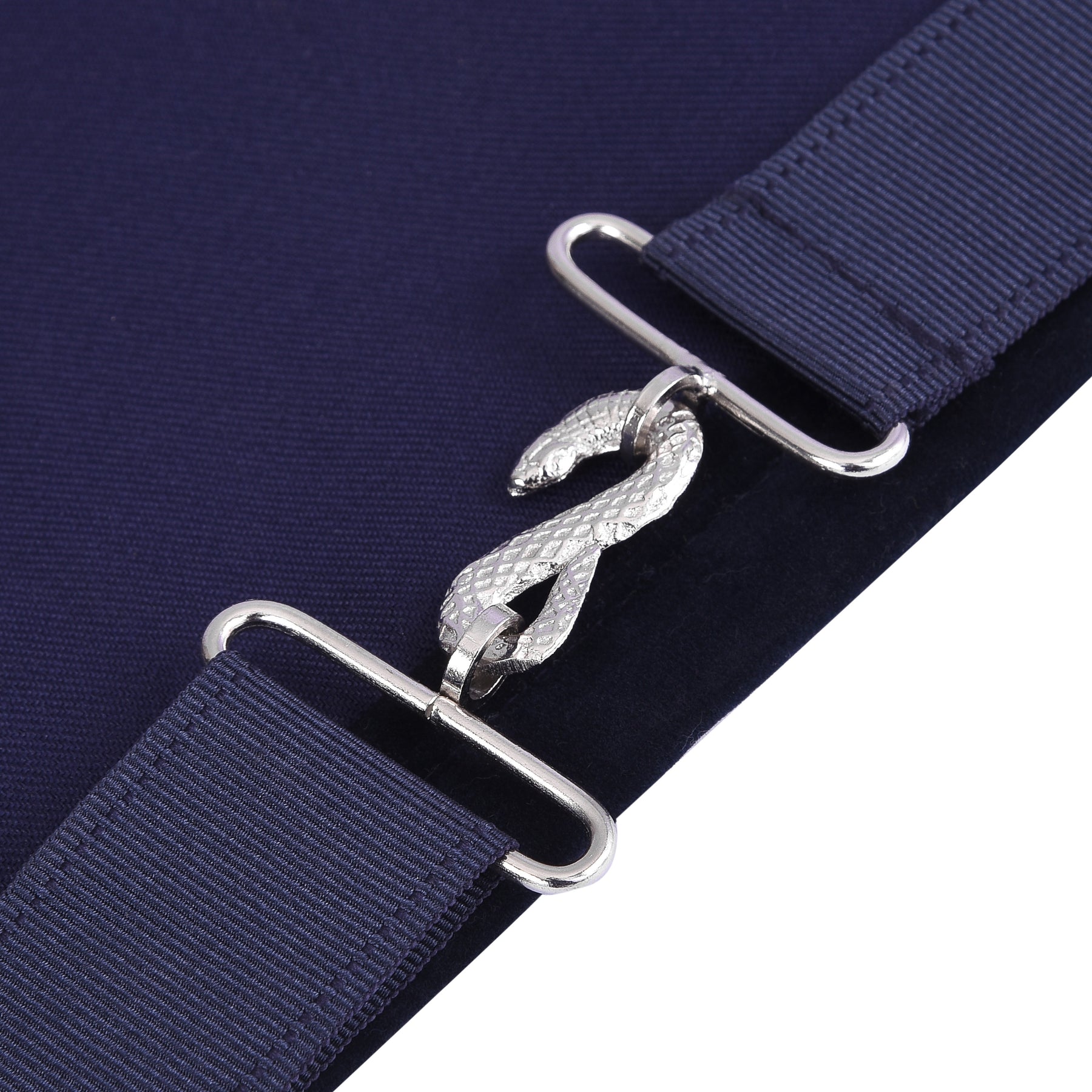 Organist Blue Lodge Officer Apron - Kenton Lodge Navy Velvet With Silver Embroidery Thread - Bricks Masons