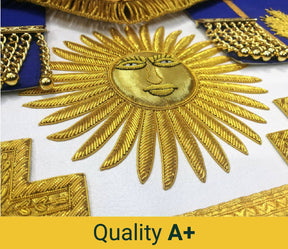 Past Grand Master Blue Lodge Apron - Blue Gold Hand Embroidery - Bricks Masons