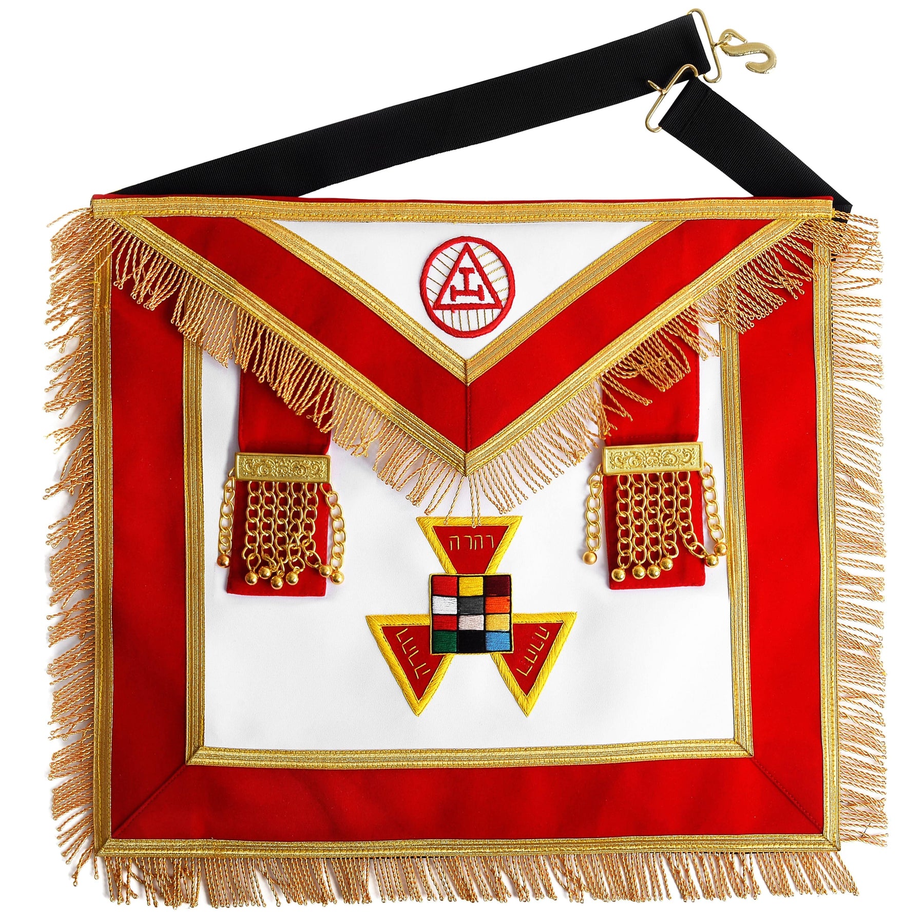 Past High Priest Royal Arch Chapter Apron - Red Velvet with Side Tabs - Bricks Masons