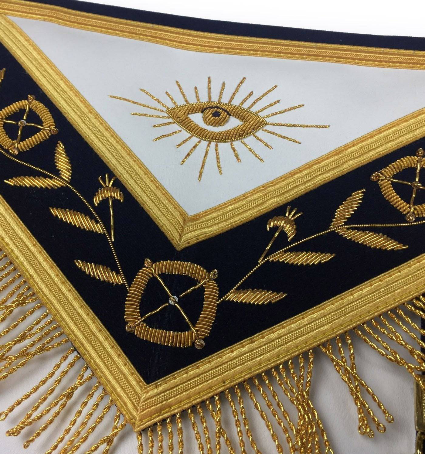 Past Master Blue Lodge Apron - Royal Navy with Gold Fringe - Bricks Masons