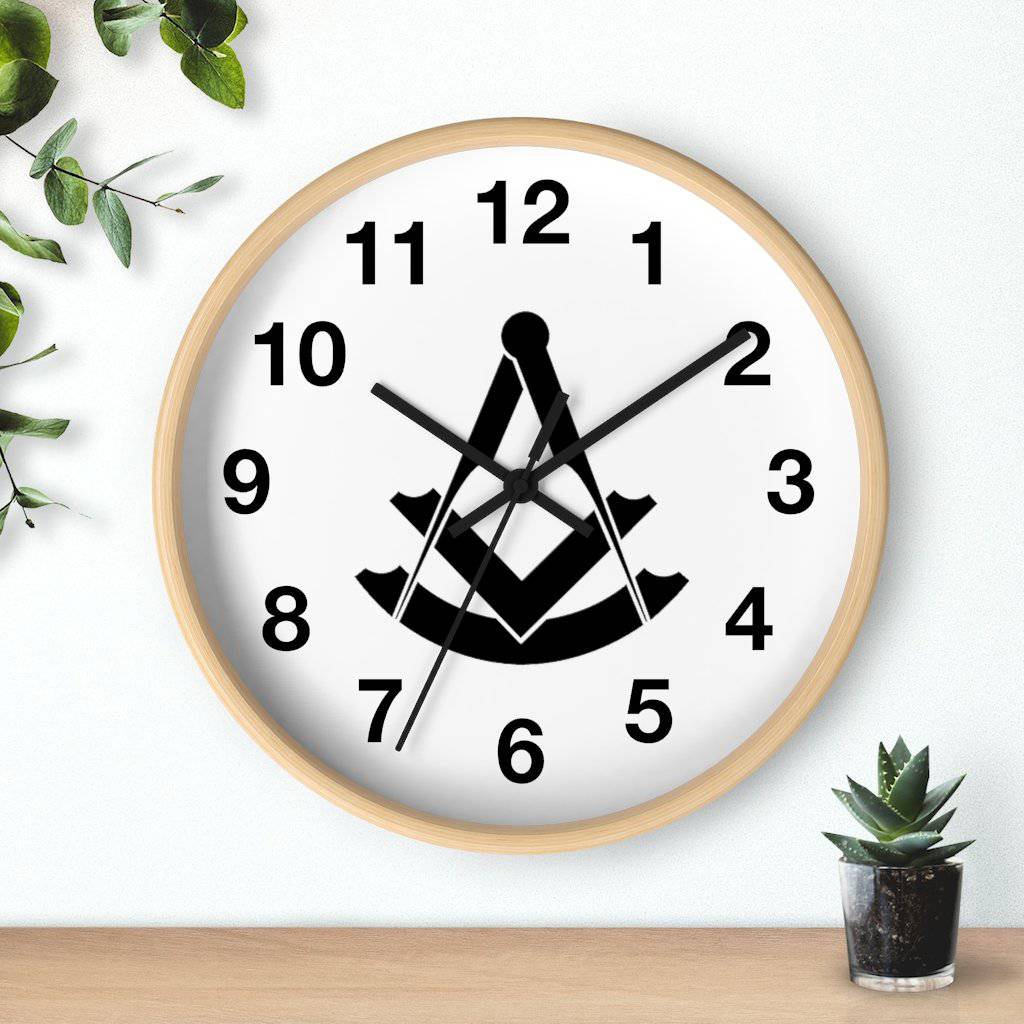 Past Master Blue Lodge Clock - Wooden Frame - Bricks Masons