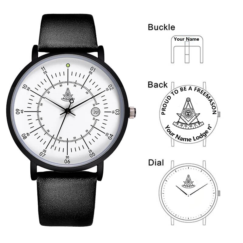 Past Master Blue Lodge California Regulation Wristwatch - Leather Straps - Bricks Masons