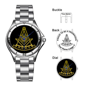 Past Master Blue Lodge California Regulation Wristwatch - Stainless Steel - Bricks Masons