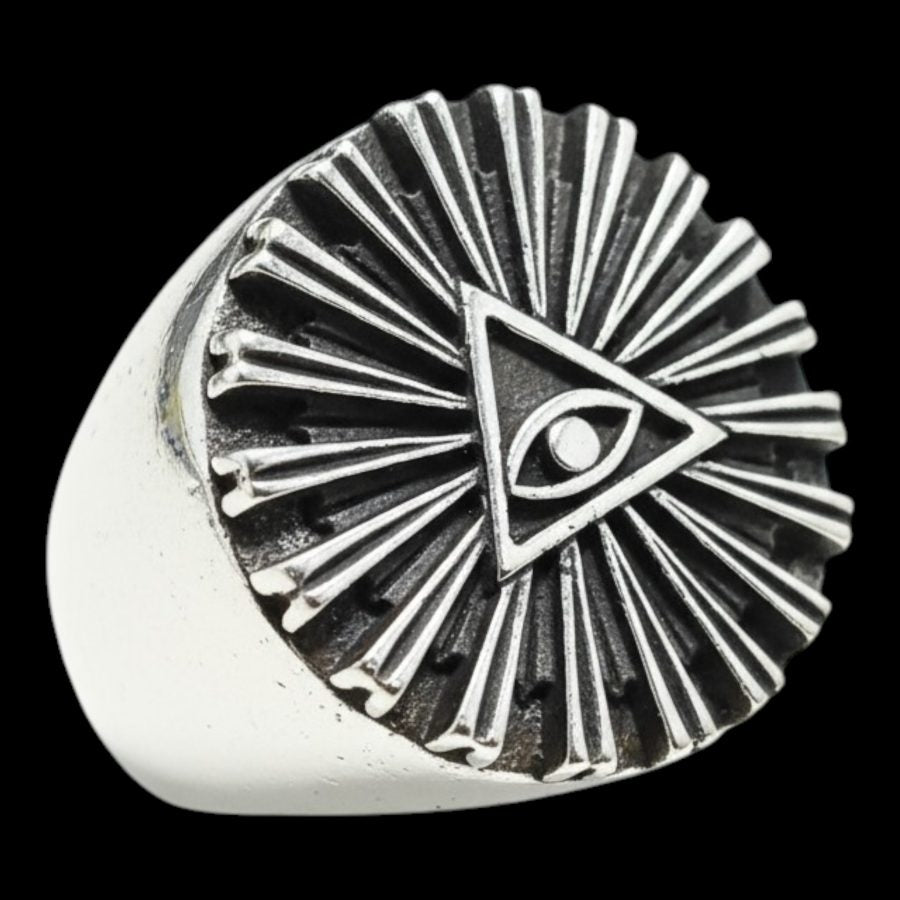 Masonic Ring with Eye in Silver, Masonry Art. 74 - Bricks Masons