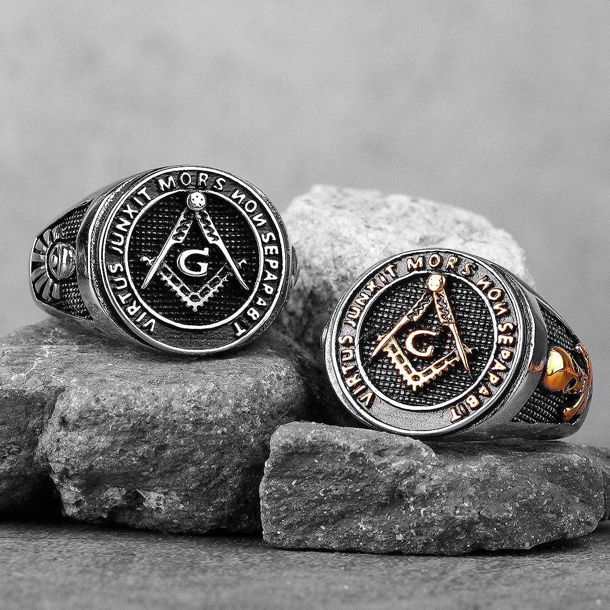 Master Mason Blue Lodge Ring - Compass and Square G Vintage