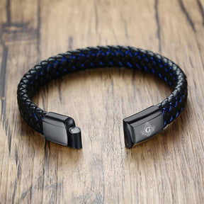 Master Mason Blue Lodge Bracelet - Magnetic Genuine Leather