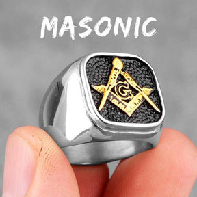 Master Mason Blue Lodge Ring - Square & Compass G High Quality Stainless Steel