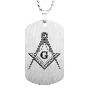 Master Mason Blue Lodge Necklace - Square & Compass G Stainless Steel