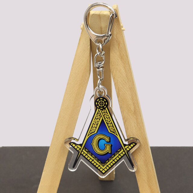 Master Mason Blue Lodge Keychain - Multiple Colors Square and Compass G - Bricks Masons