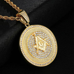 Master Mason Blue Lodge Necklace - Square and Compass G Zircon Stone