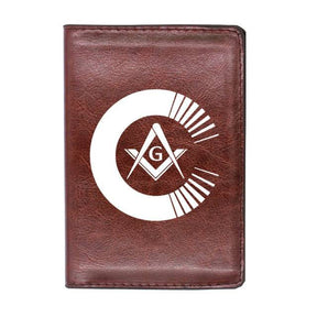 Master Mason Blue Lodge Wallet - PU Leather Passport & Credit Card Holder Black & Brown