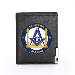 Master Mason Blue Lodge Wallet - With Credit Card Holder (Black & Brown)