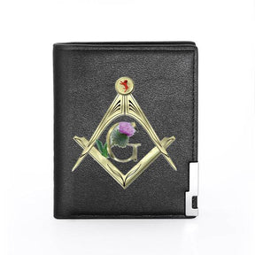 Master Mason Blue Lodge Wallet - Floyd Lodge No. 329 Black & Brown