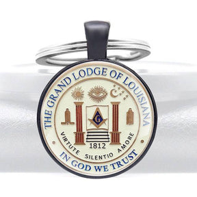 Master Mason Blue Lodge Keychain - In God We Trust The Grand Lodge Of Louisiana