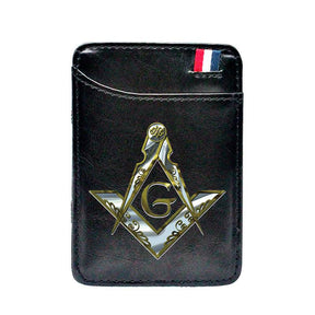 Master Mason Blue Lodge Wallet - Compass And Square G (Black/Brown)