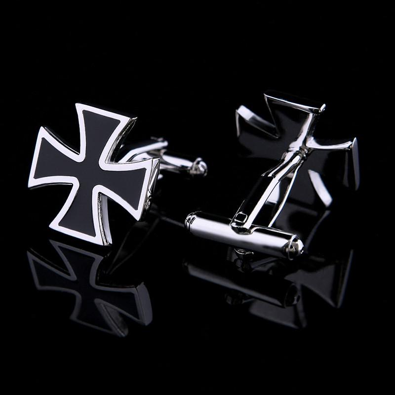 Knights Templar Commandery Cufflink - Black Silver High Quality