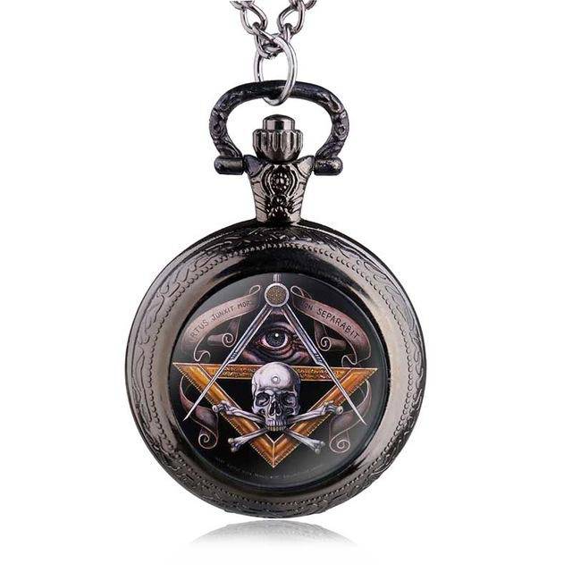 Master Mason Blue Lodge Pocket Watch - AllSeeing Eye Skull & Bones