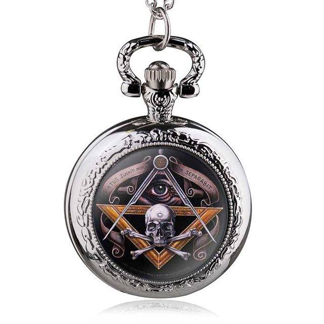 Master Mason Blue Lodge Pocket Watch - AllSeeing Eye Skull & Bones