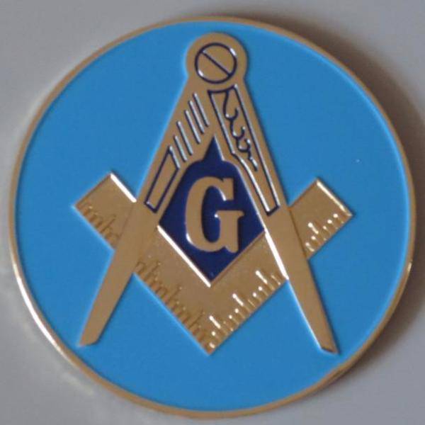 Master Mason Blue Lodge Car Emblem - Aluminum Square & Compass Medallion