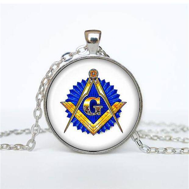 Master Mason Blue Lodge Necklace - Blue Emblem Square and Compass G