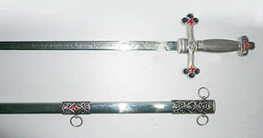 Fellowcraft Blue Lodge Sword - Square Compass Officer Red Star 39.5"