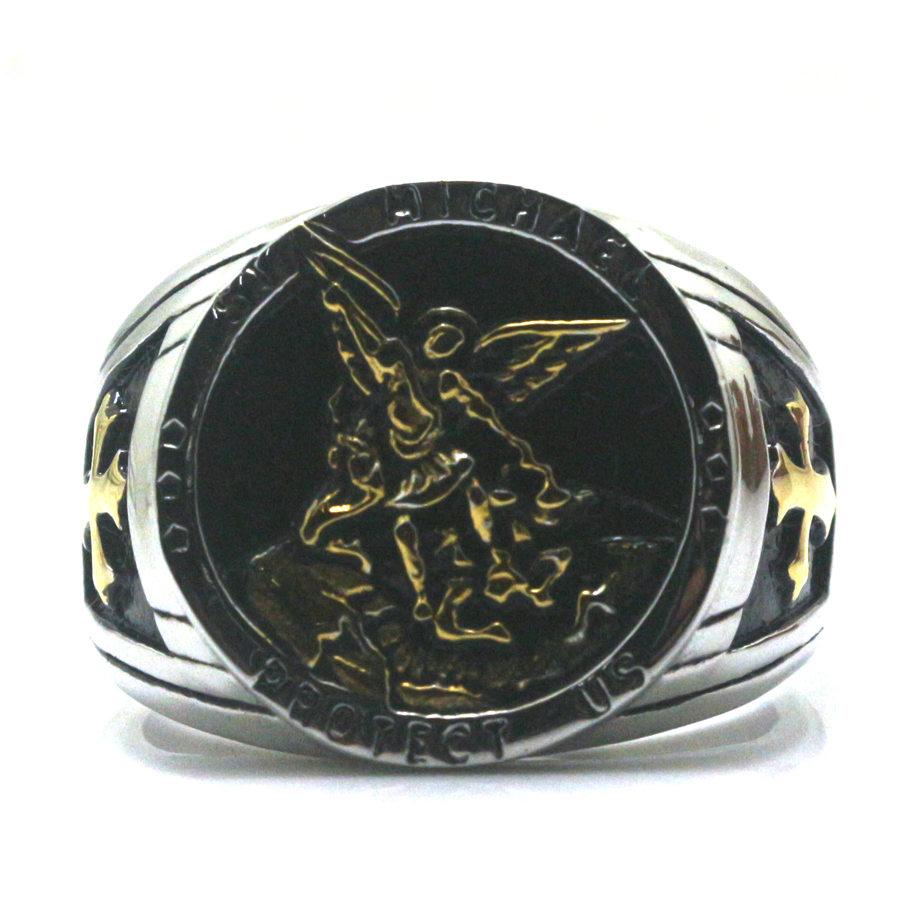 Knights Templar Commandery Ring - St. Michael Protect Us Gold/Silver