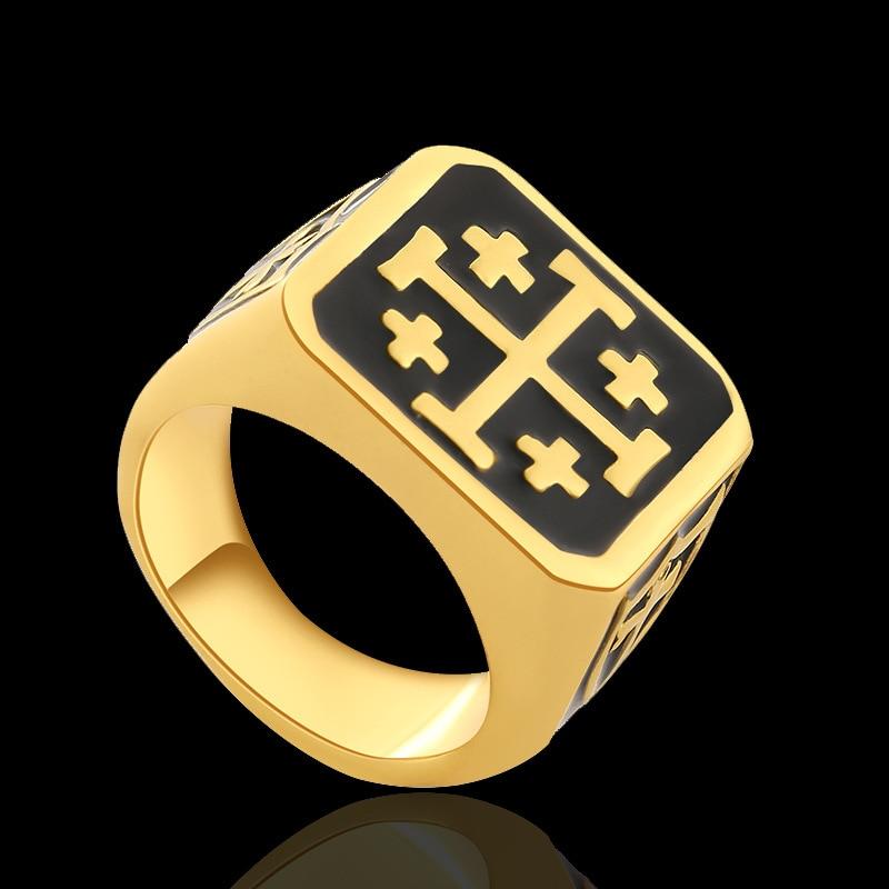 Knights Templar Commandery Ring - Jerusalem Cross Gold