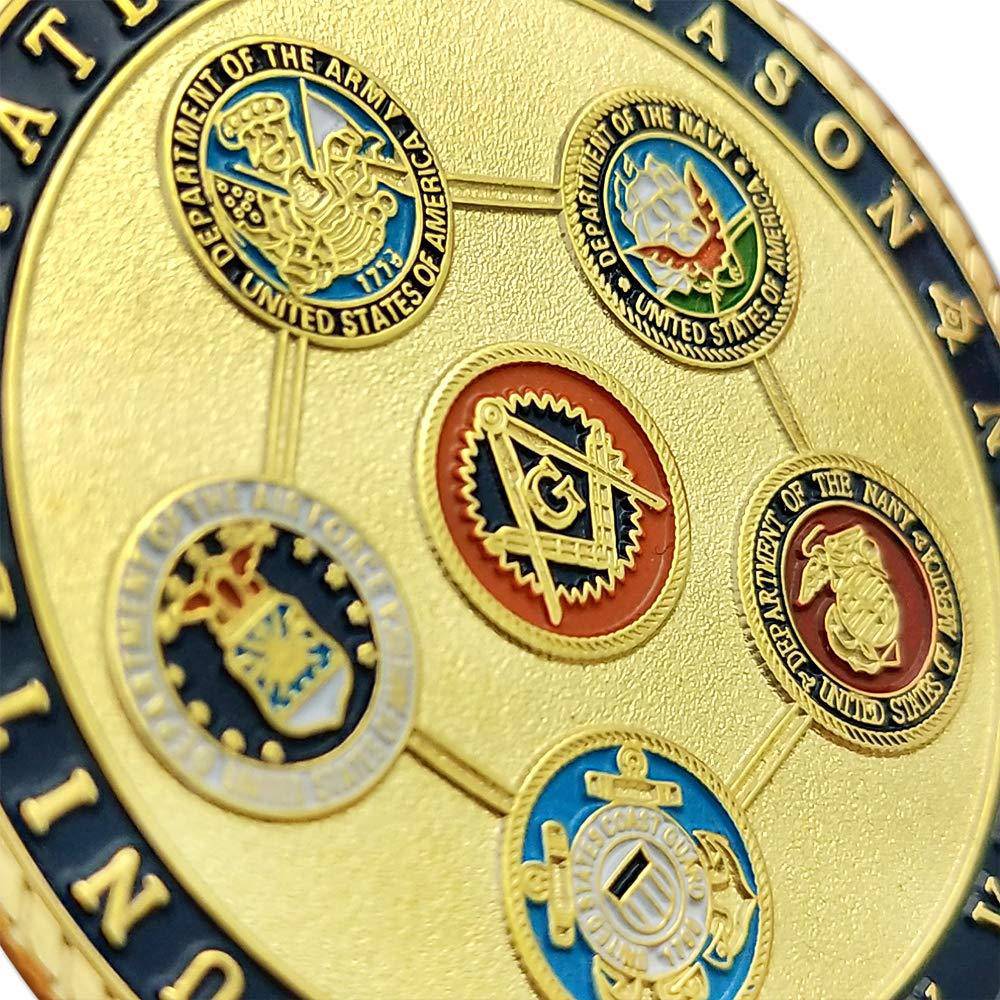 Master Mason Blue Lodge Coin - US Veteran Military Navy Marine Corps Air Force Army Coast Guard