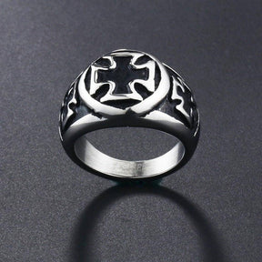 Knights Templar Commandery Ring - Silver Black Tone Cross