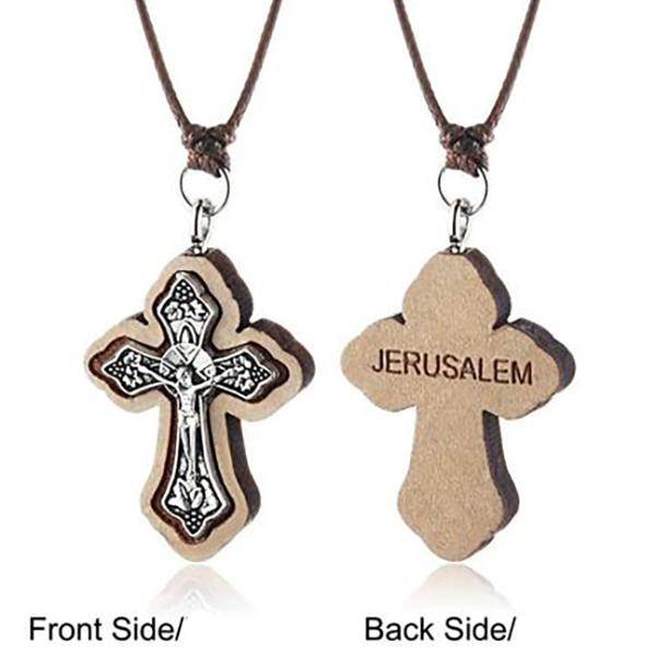 Knights Templar Commandery Necklace - Wooden Jerusalem Cross