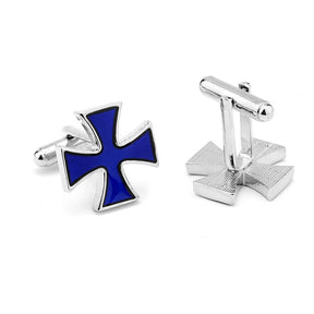 KNIGHTS TEMPLAR COMMANDERY CUFFLINK - BLUE ENAMEL CROSS