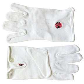 R.A.O.B. Gloves - White Cotton with Red & Black - Bricks Masons