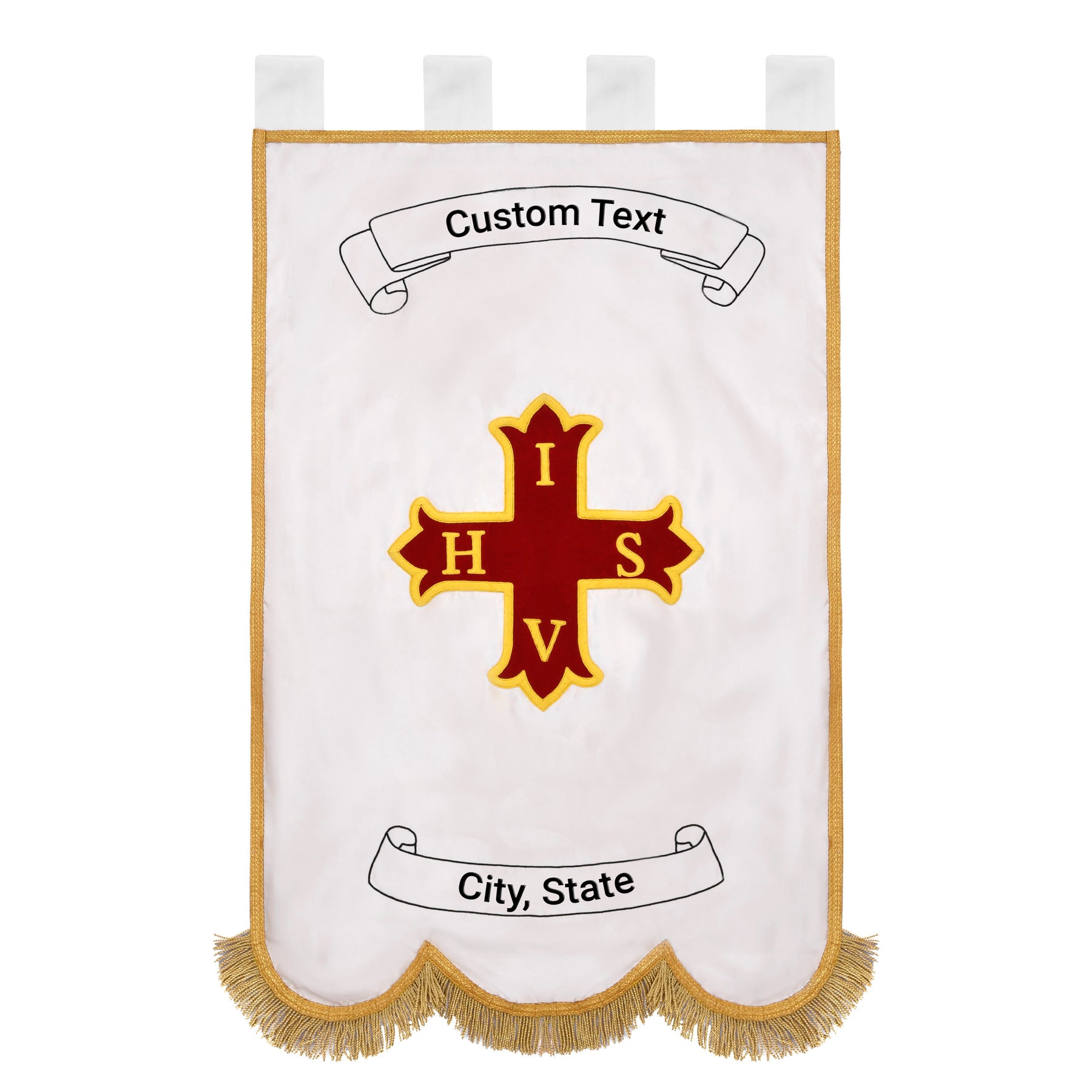 Red Cross of Constantine Banner - Handmade Embroidery Customizable - Bricks Masons