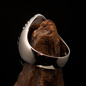 Red Cross Of Constantine Ring - Silver & Black Chi Rho Christogram Sterling Silver - Bricks Masons