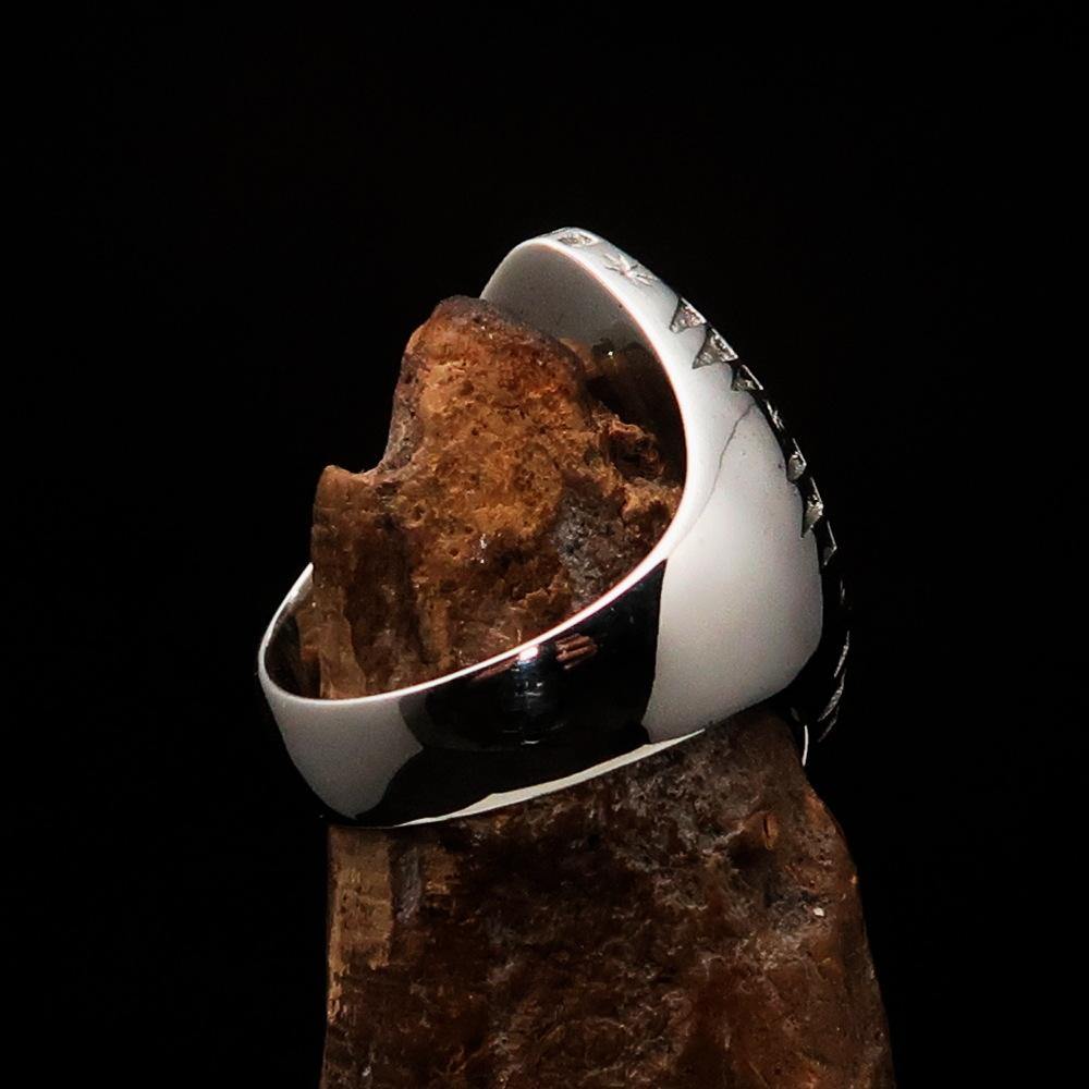 Red Cross Of Constantine Ring - Silver & Red Chi Rho Christogram Sterling Silver - Bricks Masons