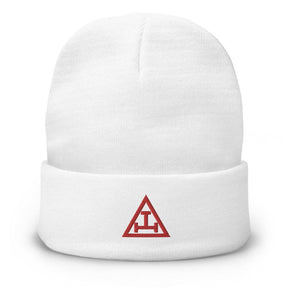 Royal Arch Chapter Beanie - Red Tripe Tau Embroidery - Bricks Masons