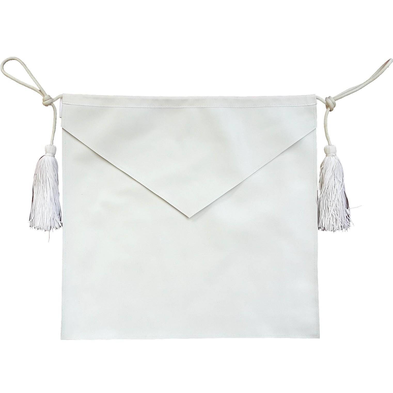 Entered Apprentice Blue Lodge Apron - All White Leather with Cords