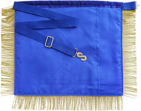 Past Master Blue Lodge Apron - Navy Blue Velvet with Side Tabs & Gold Fringe