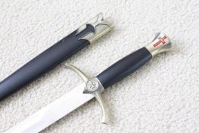 Knights Templar Sword - Brass Medieval Red Cross Crusader With Black Scabbard (15.4") - Bricks Masons