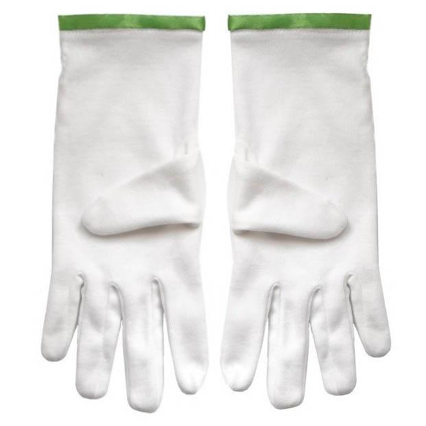 Scottish Master of St. Andrew Gloves - White Cotton with Green Borders - Bricks Masons
