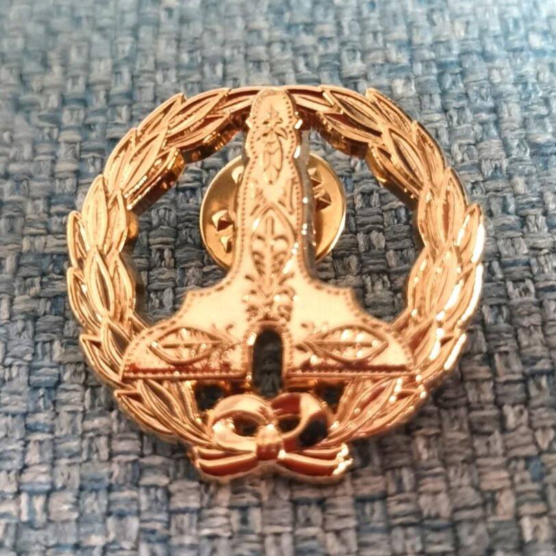 Senior Warden Blue Lodge Lapel Pin - Wreathed evel - Bricks Masons