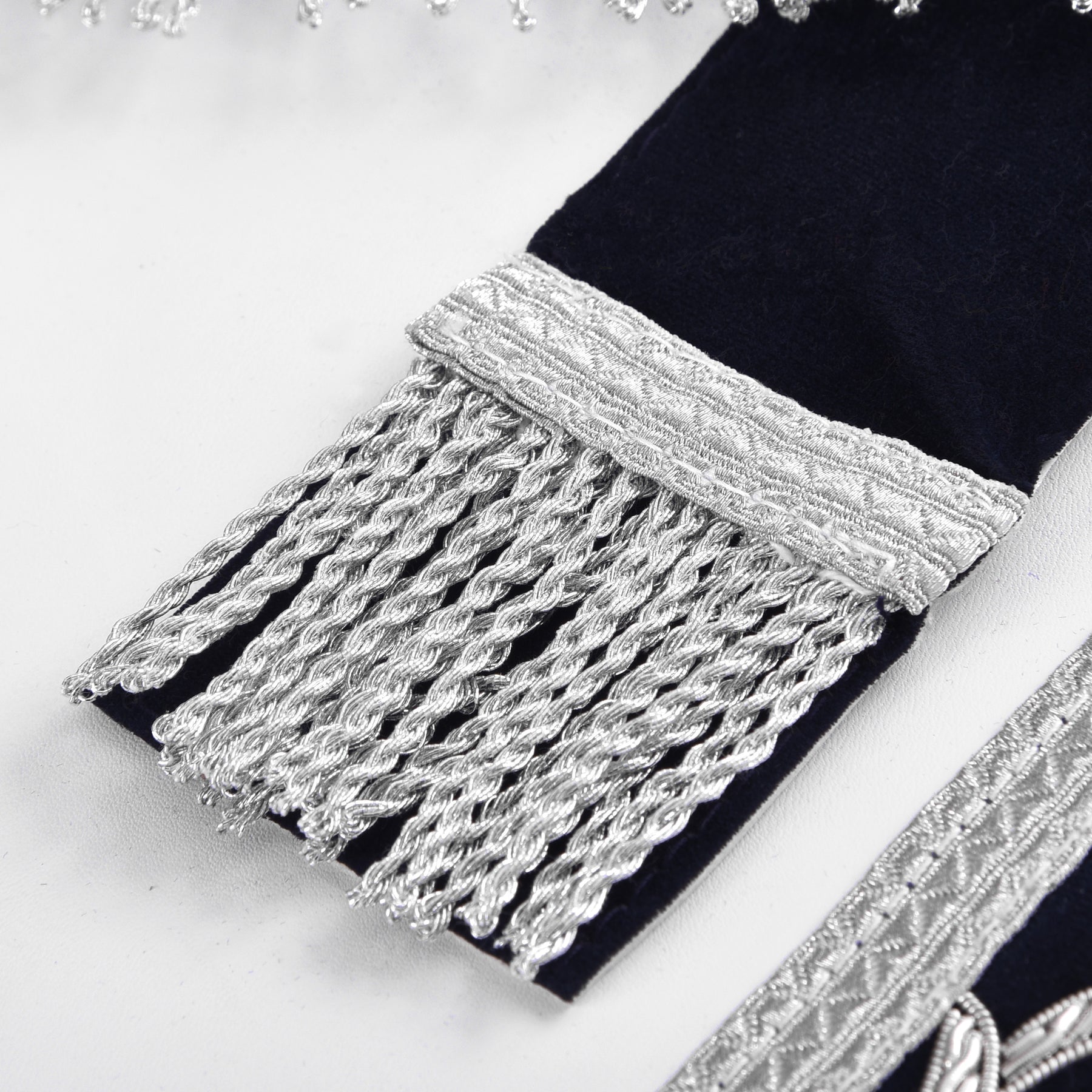 Senior Warden Blue Lodge Officer Apron - Dark Blue With Silver Hand Embroidery Bullion - Bricks Masons