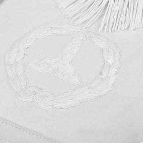 Senior Warden Blue Lodge Officer Apron - Hand Embroidery With White Fringe & Side Tabs - Bricks Masons