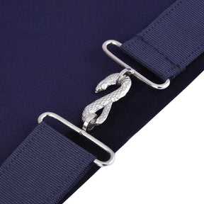 Senior Warden Blue Lodge Officer Apron - Kenton Lodge Navy Velvet With Silver Embroidery Thread - Bricks Masons