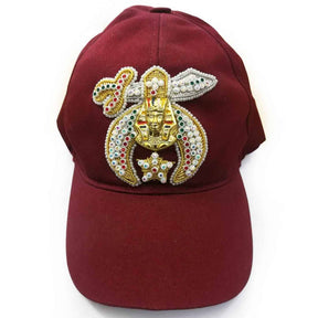 Shriners Baseball Cap - Maroon with Jewels & Bullion Embroidery - Bricks Masons