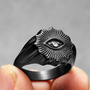 Eye Of Providence Ring - Stainless Steel Black Color - Bricks Masons