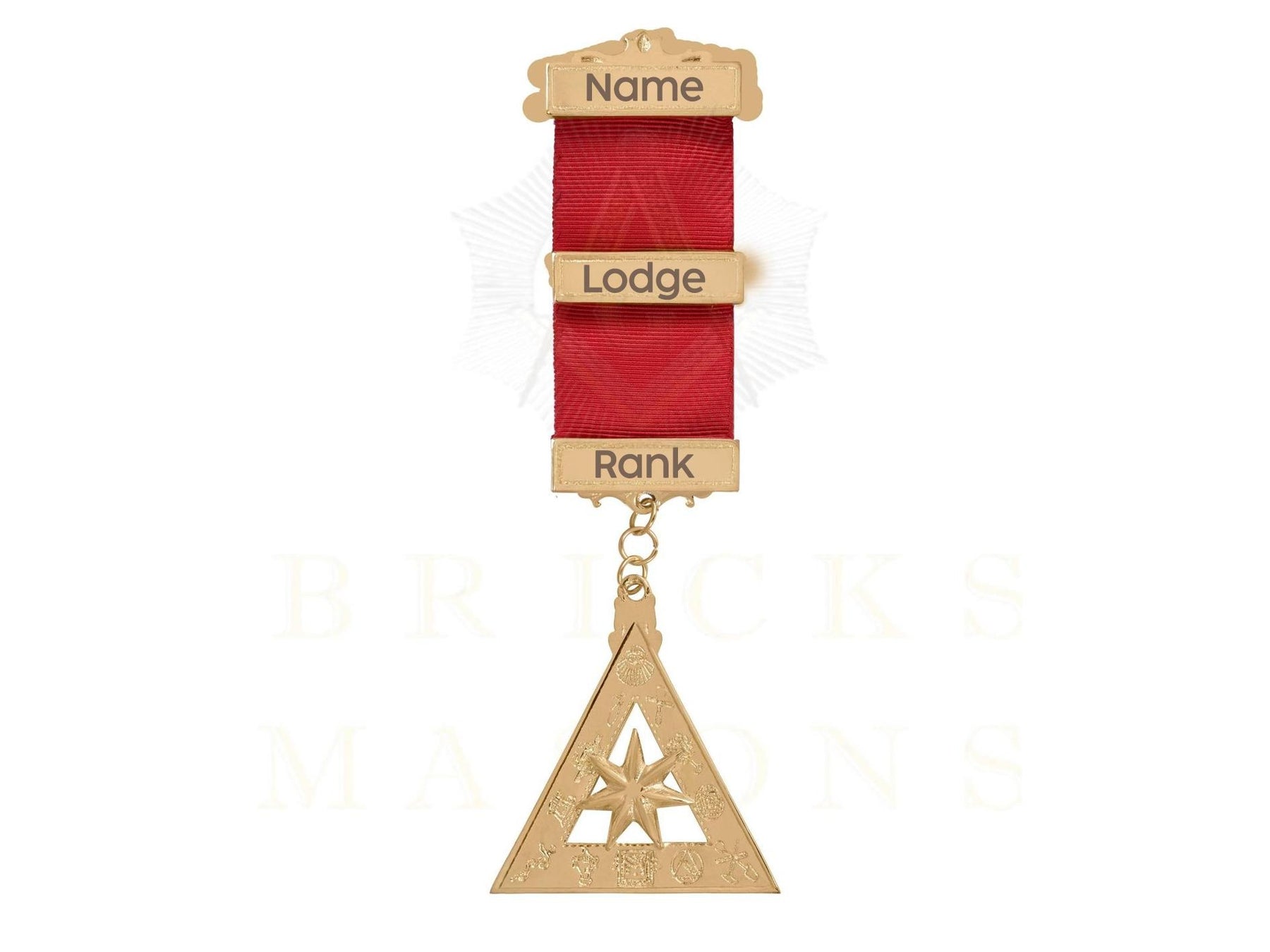 Past High Priest Royal Arch Chapter Breast Jewel - Gold Plated Star With Ribbon - Bricks Masons